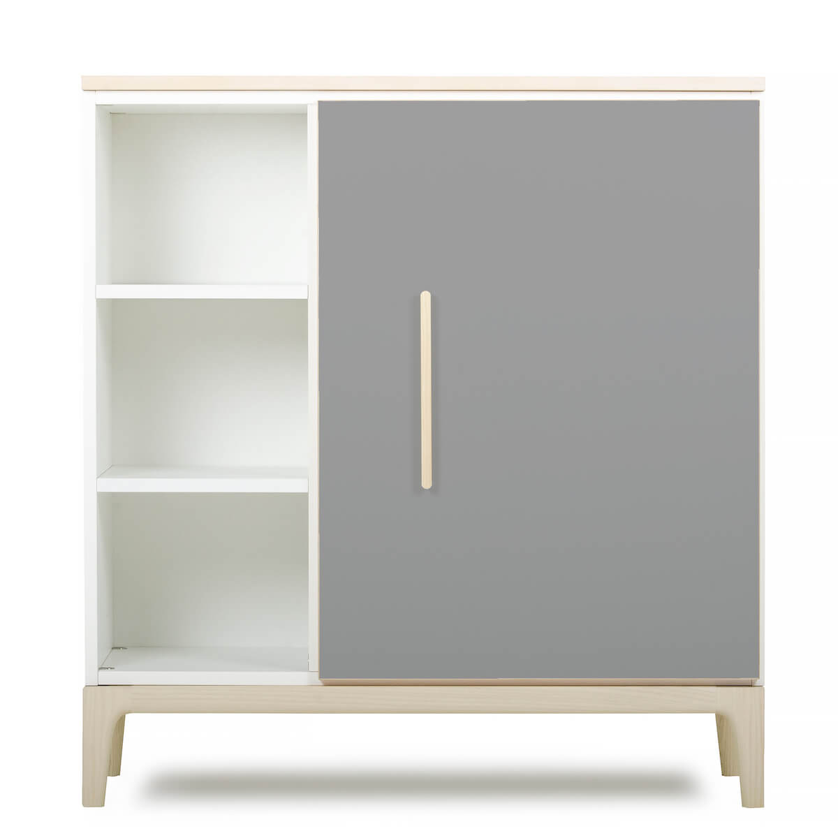 Commode 1 porte 3 niches NADO Curve finition frêne slate grey