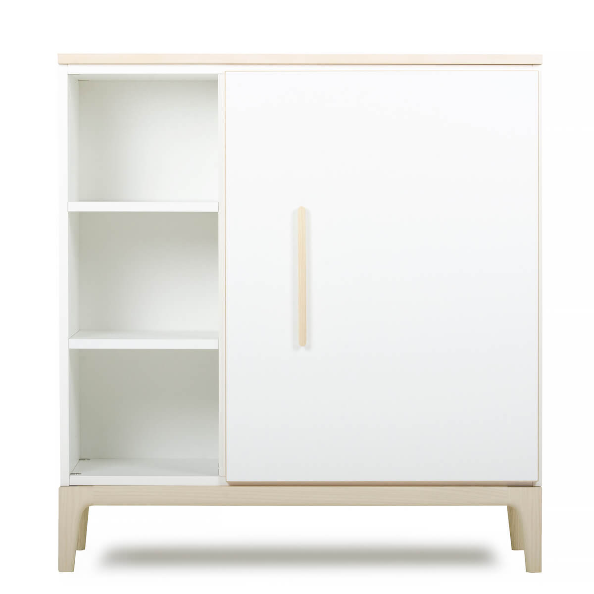 Commode 1 porte 3 niches NADO Curve finition frêne white