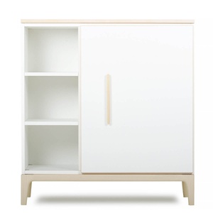 Commode 1 porte 3 niches NADO Curve finition frêne white