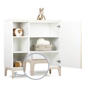 Commode 1 porte 3 niches NADO Curve finition frêne white
