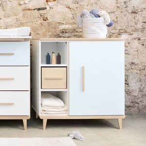 Commode 1 porte 3 niches NADO Retro finition frêne capri blue