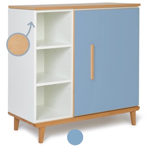 Commode 1 porte 3 niches NADO Retro finition hêtre capri blue