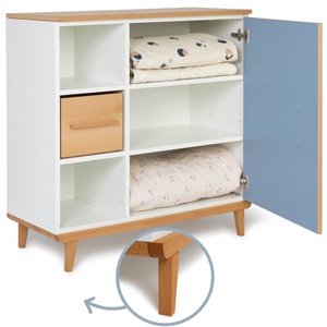 Commode 1 porte 3 niches NADO Retro finition hêtre capri blue