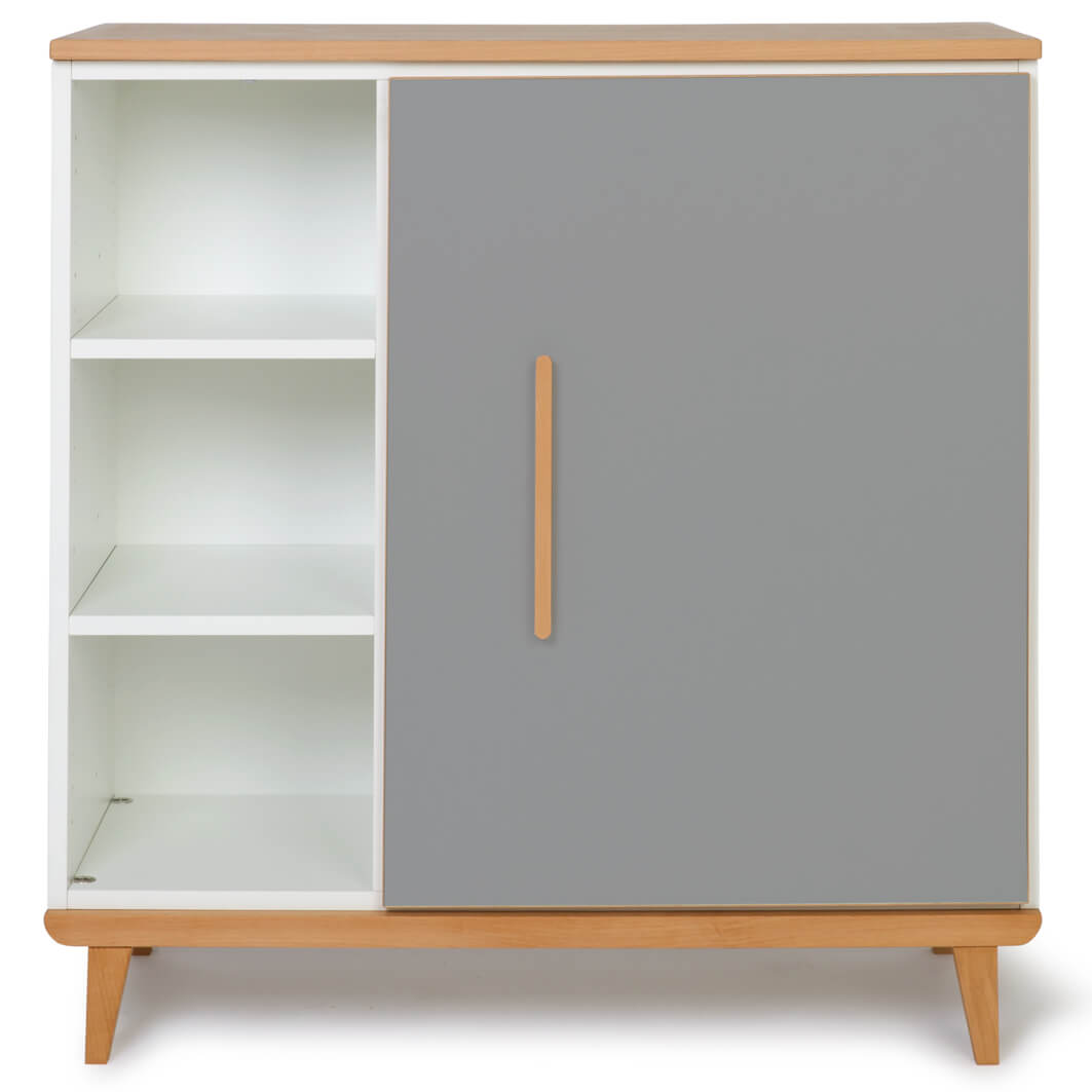 Commode 1 porte 3 niches NADO Retro finition hêtre slate grey