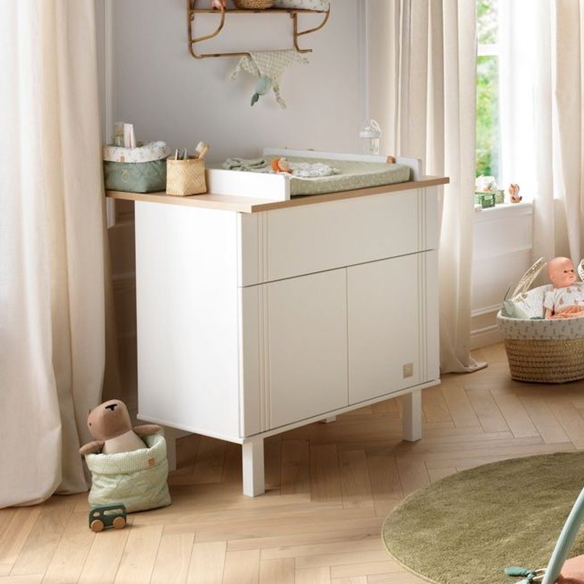 Commode 2 portes 1 tiroir ELEONORE Sauthon blanc