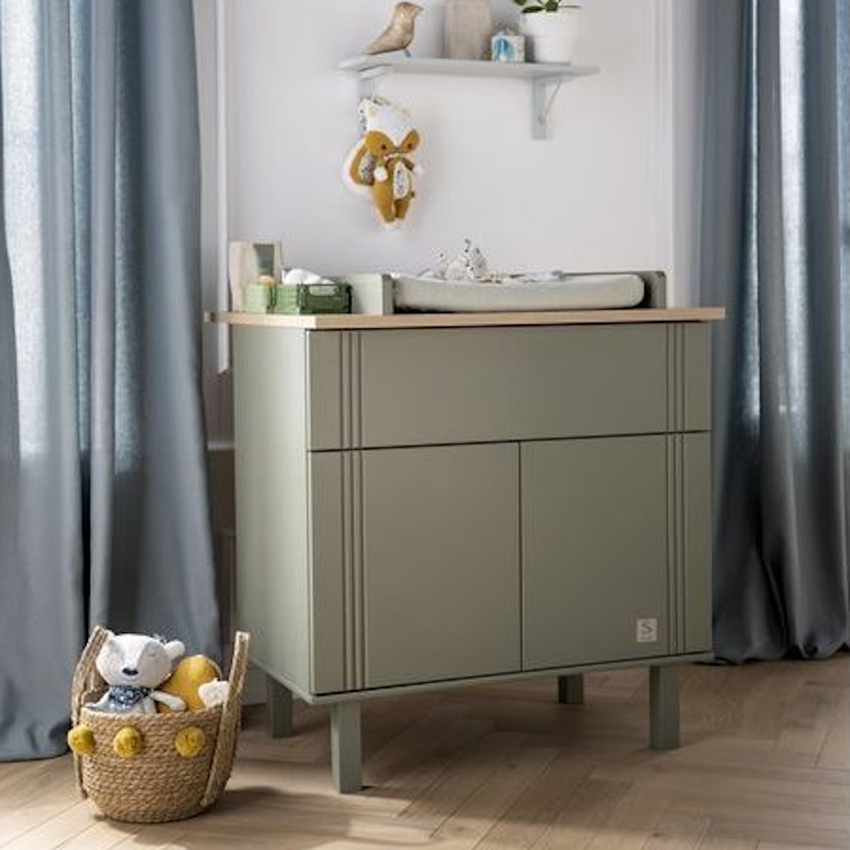 Commode 2 portes 1 tiroir ELEONORE Sauthon kaki