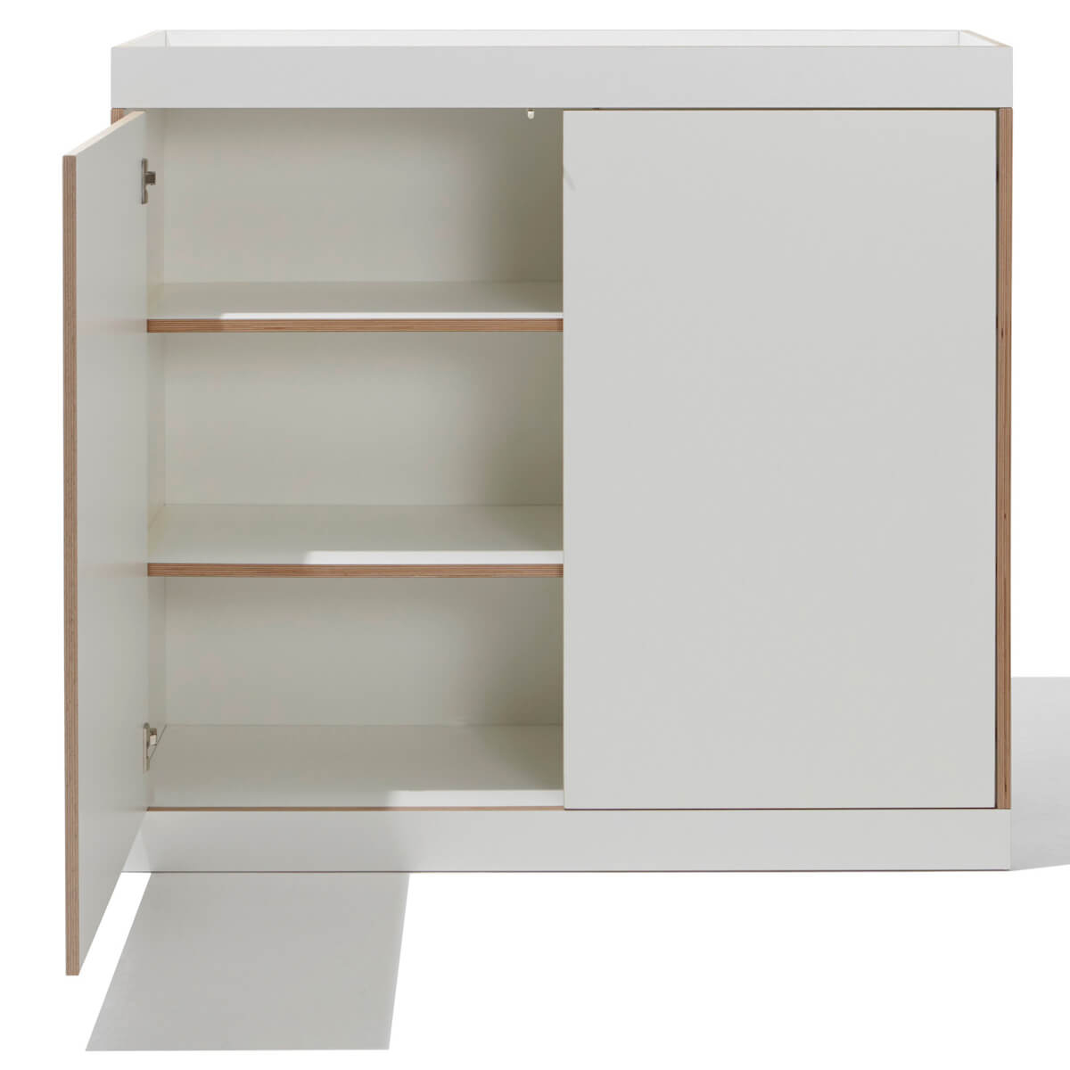 Commode 2 portes FLAI Müller Small Living blanc - bord en bouleau