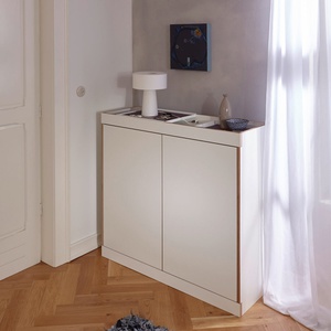 Commode 2 portes FLAI Müller Small Living blanc - bord en bouleau
