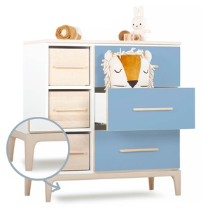 Commode 3 tiroirs 3 niches NADO Curve finition frêne capri blue