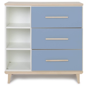 Commode 3 tiroirs 3 niches NADO Retro finition frêne capri blue