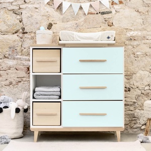 Commode 3 tiroirs 3 niches NADO Retro finition frêne mint