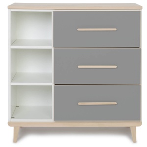Commode 3 tiroirs 3 niches NADO Retro finition frêne slate grey