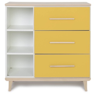 Commode 3 tiroirs 3 niches NADO Retro finition frêne sunshine yellow 