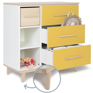 Commode 3 tiroirs 3 niches NADO Retro finition frêne sunshine yellow 
