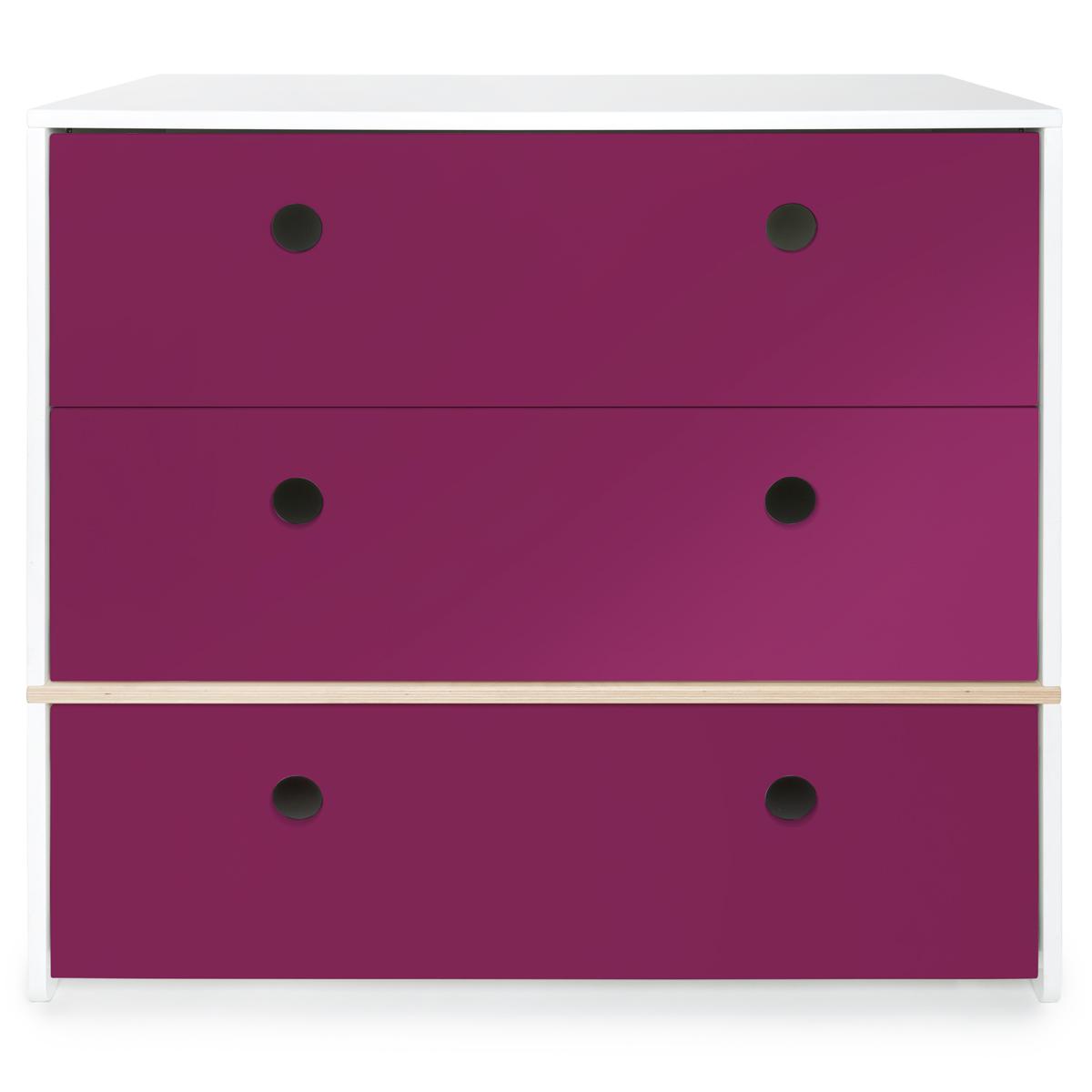 Commode 3 tiroirs COLORFLEX Abitare Kids façades tiroirs plum 
