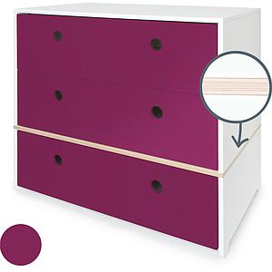 Commode 3 tiroirs COLORFLEX Abitare Kids façades tiroirs plum 