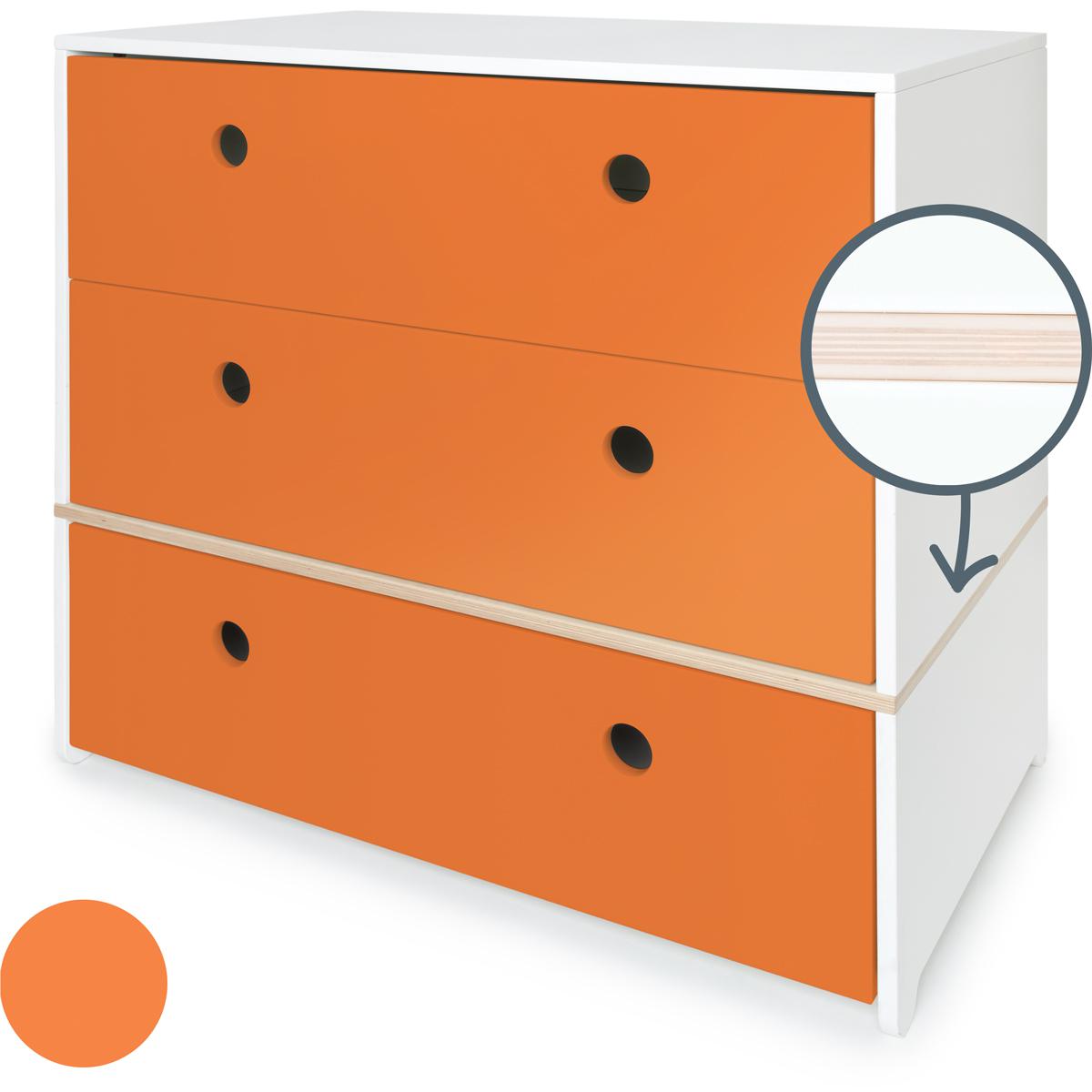 Commode 3 tiroirs COLORFLEX Abitare Kids façades tiroirs pure orange