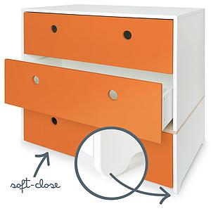 Commode 3 tiroirs COLORFLEX Abitare Kids façades tiroirs pure orange