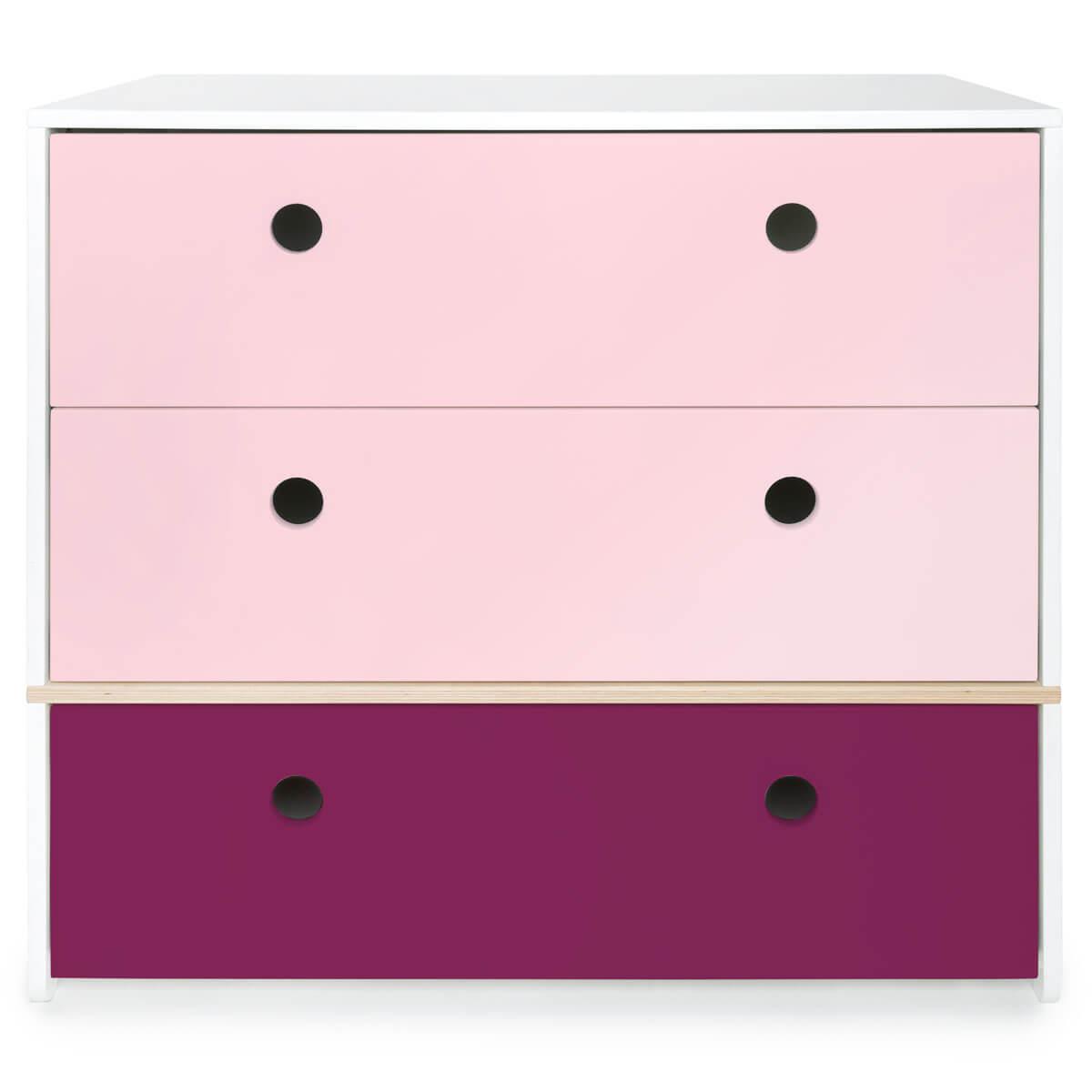 Commode 3 tiroirs COLORFLEX Abitare Kids façades tiroirs sweet pink-sweet pink-plum