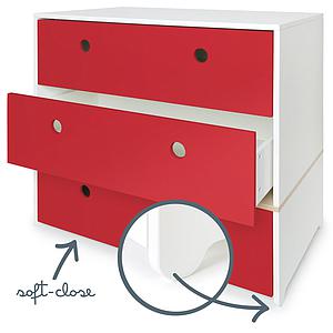 Commode 3 tiroirs COLORFLEX Abitare Kids façades tiroirs true red  