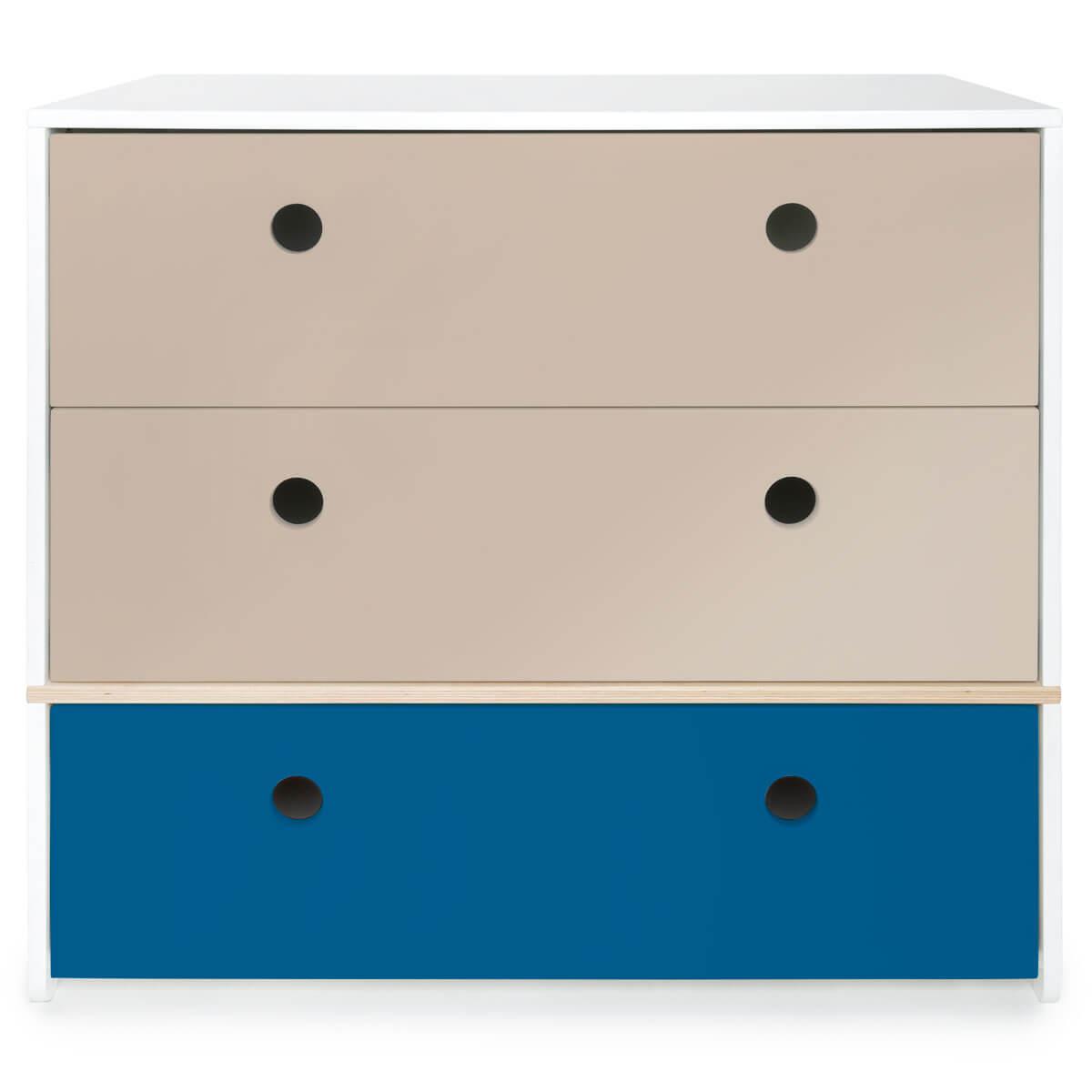 Commode 3 tiroirs COLORFLEX Abitare Kids façades tiroirs warm grey-warm grey-deep marine