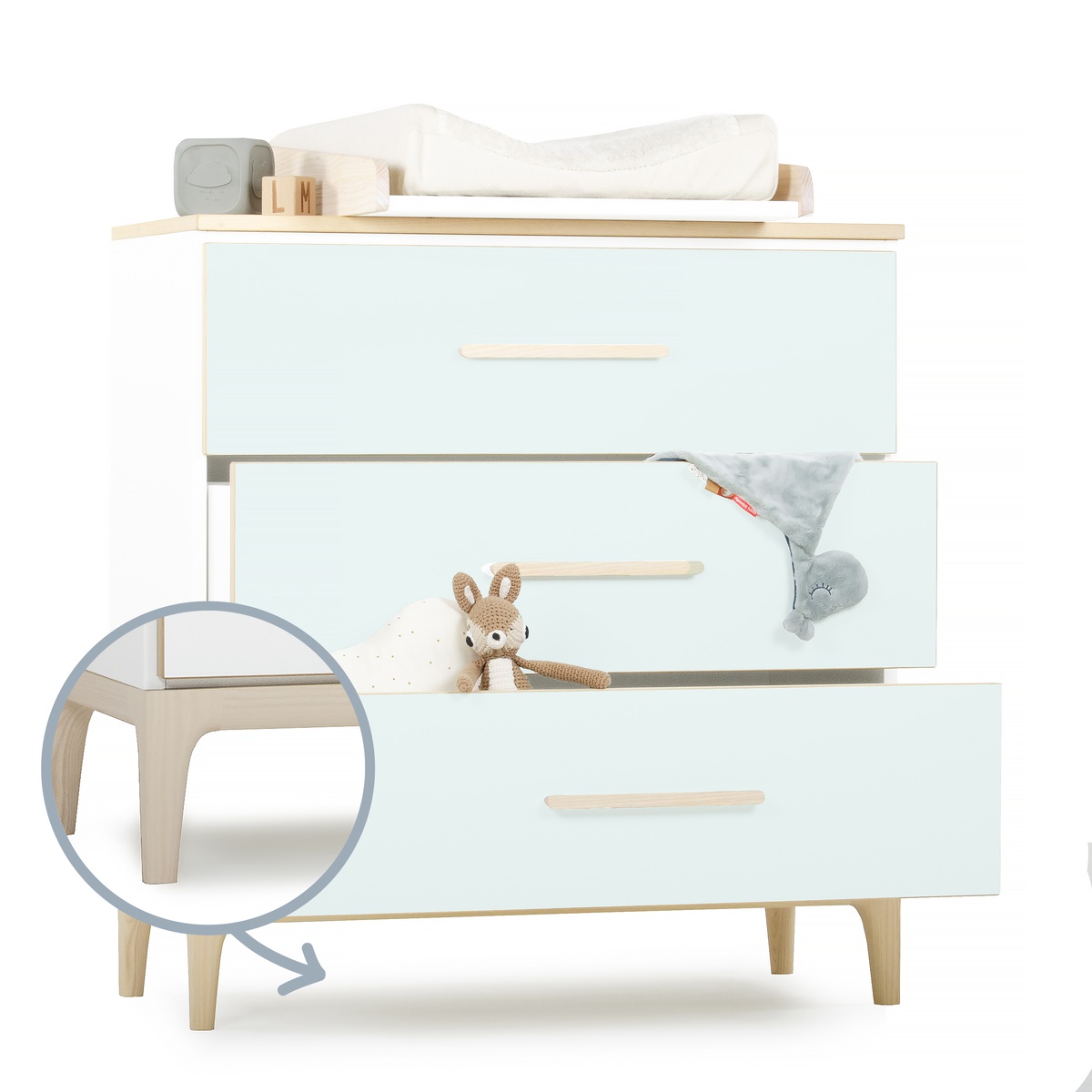 Commode 3 tiroirs NADO Curve finition frêne mint
