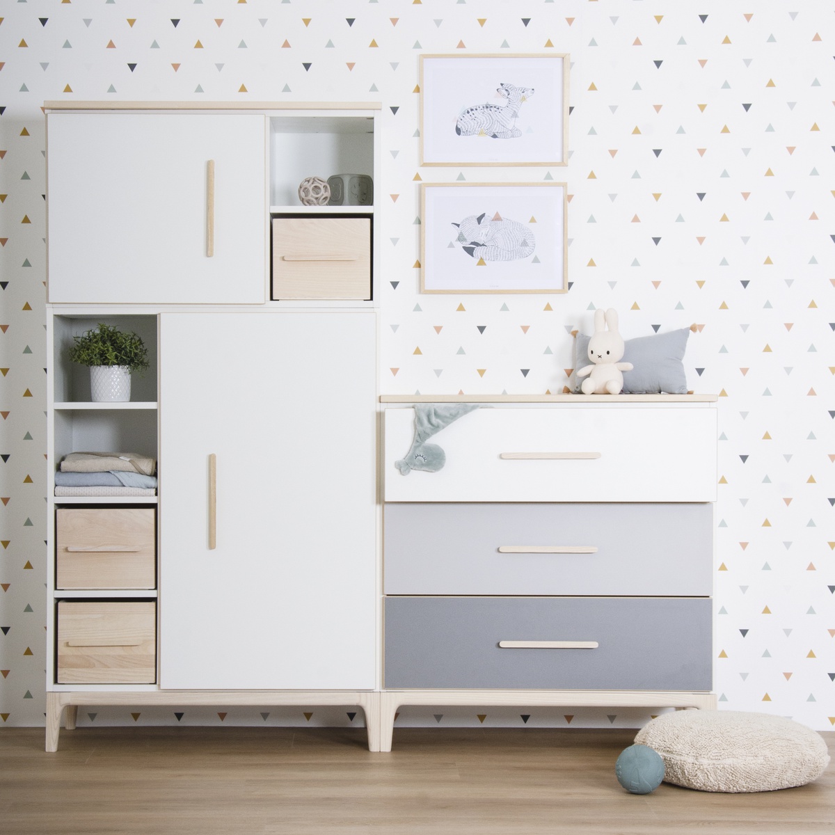 Commode 3 tiroirs NADO Curve finition frêne mint