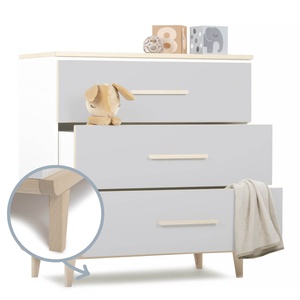 Commode 3 tiroirs NADO Retro finition frêne manhattan grey