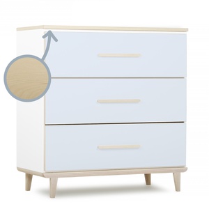Commode 3 tiroirs NADO Retro finition frêne sky blue