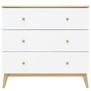Commode 3 tiroirs PARIS Bopita Blanc-Chêne