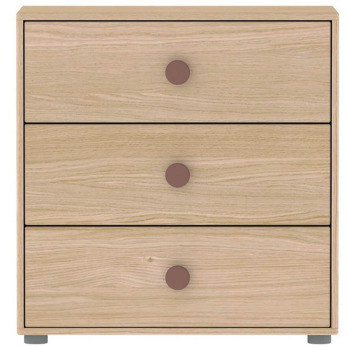 Commode 3 tiroirs POPSICLE Flexa chêne-cherry