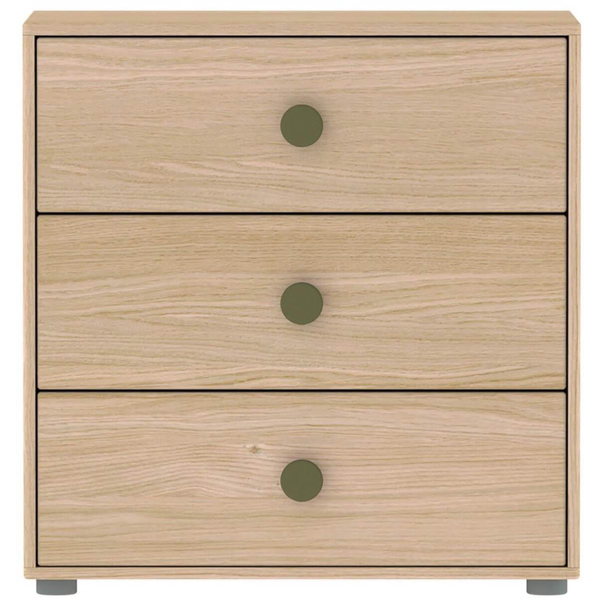 Commode 3 tiroirs POPSICLE Flexa chêne-kiwi