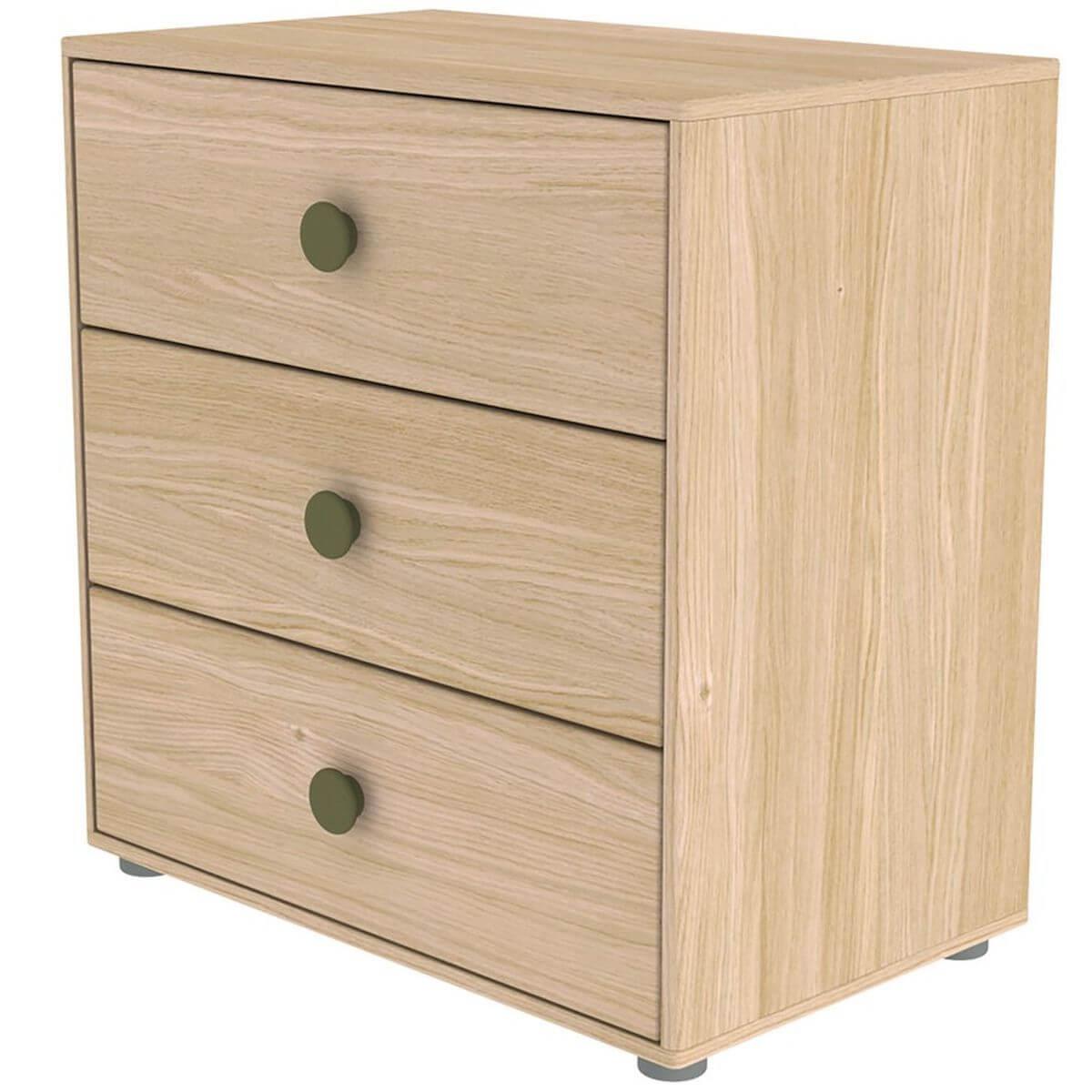 Commode 3 tiroirs POPSICLE Flexa chêne-kiwi