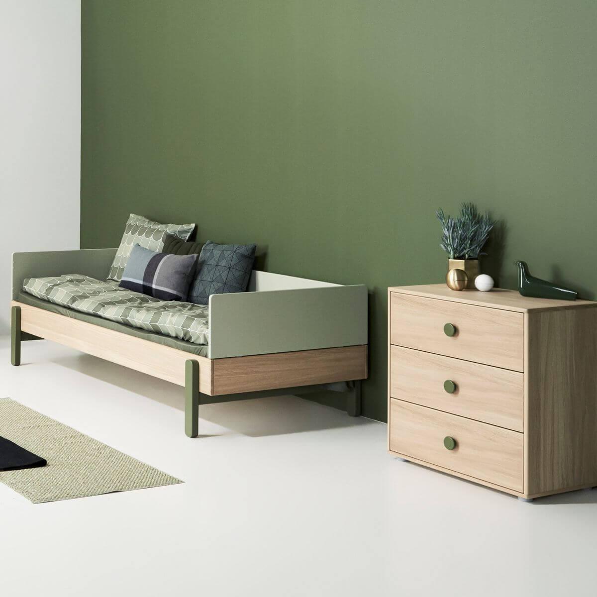 Commode 3 tiroirs POPSICLE Flexa chêne-kiwi