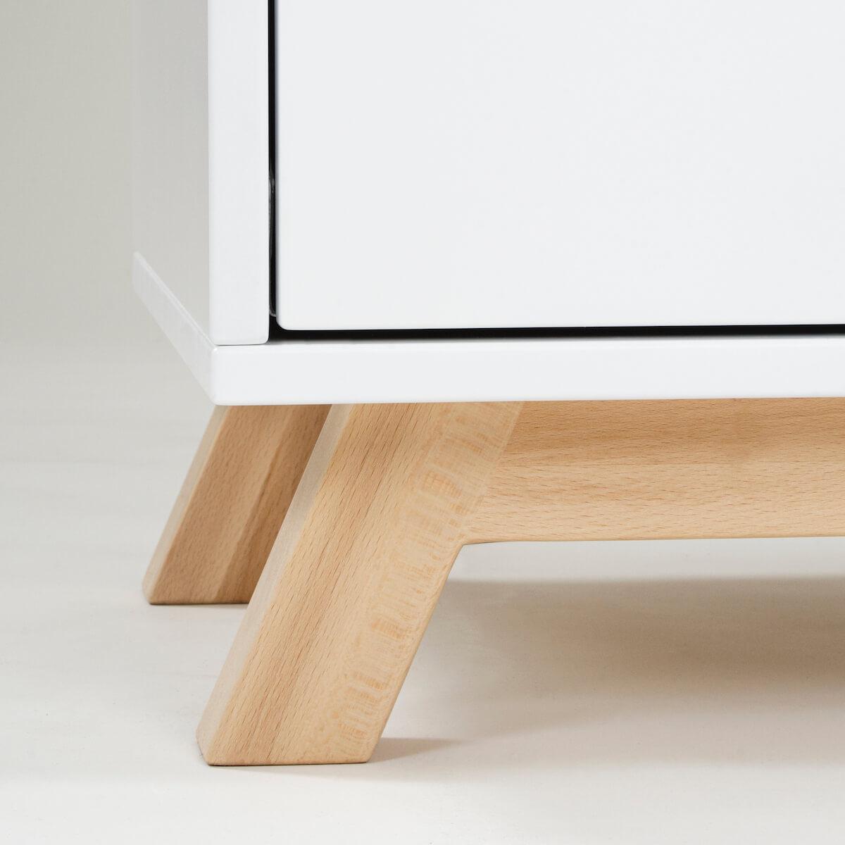 Commode 3 tiroirs SARA Basiak MDF blanc hêtre huilé