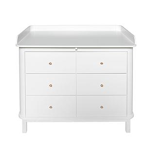 Commode 6 tiroirs plan à langer xl WOOD Oliver Furniture blanc