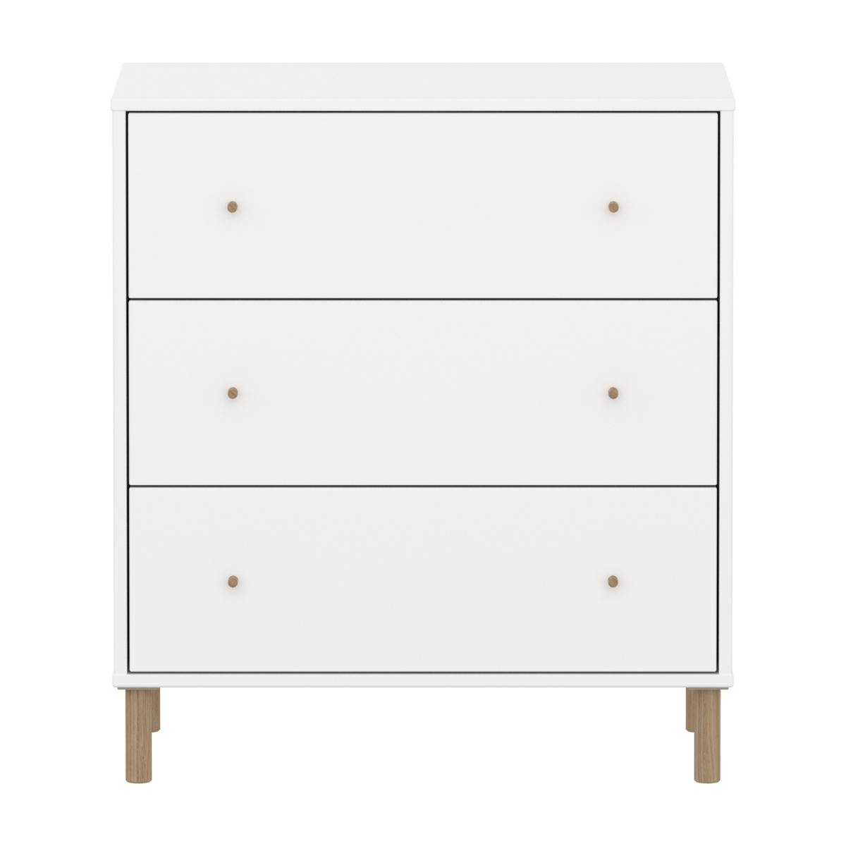 Commode à 3 tiroirs avec pied SAGA Flexa blanc oak