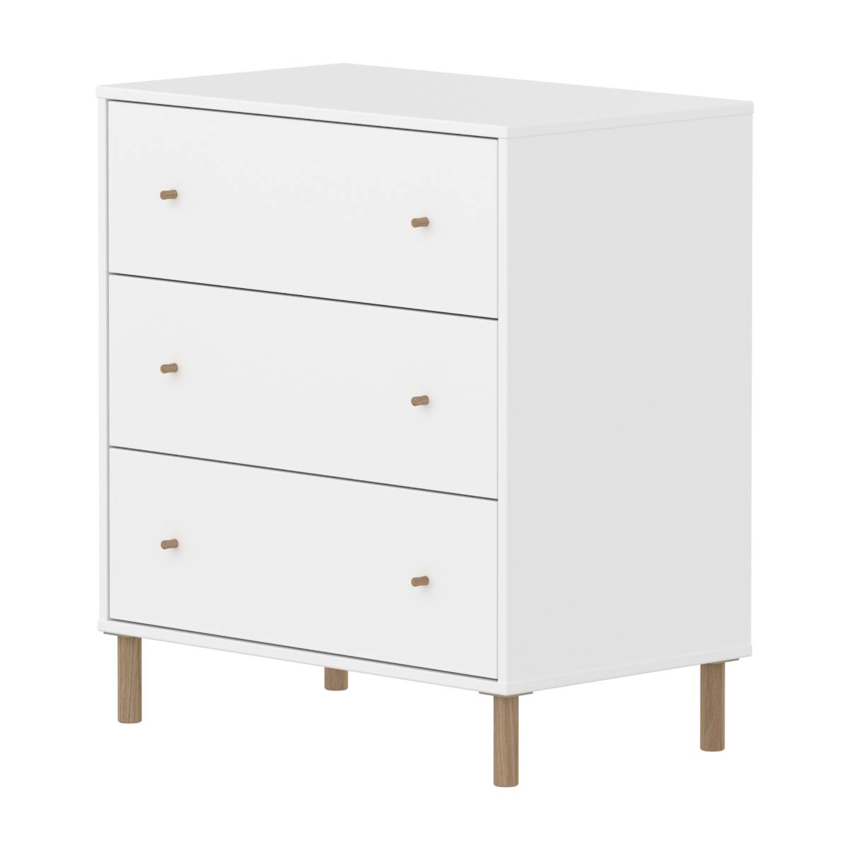 Commode à 3 tiroirs avec pied SAGA Flexa blanc oak