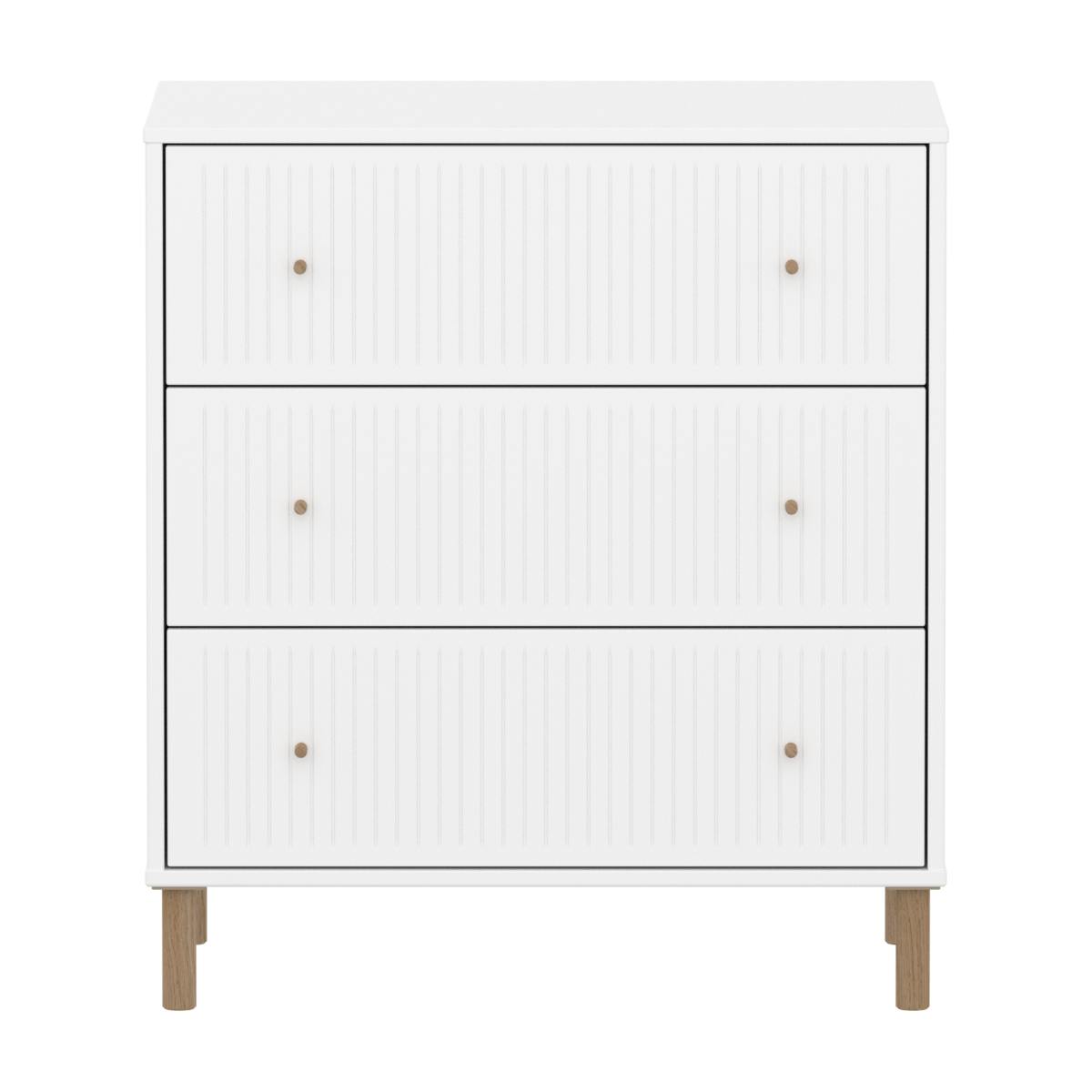 Commode à 3 tiroirs rainures avec pied SAGA Flexa blanc oak