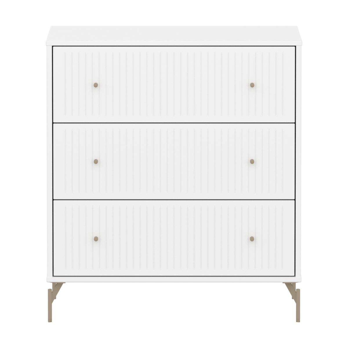 Commode à 3 tiroirs rainures avec pied SAGA Flexa blanc oat