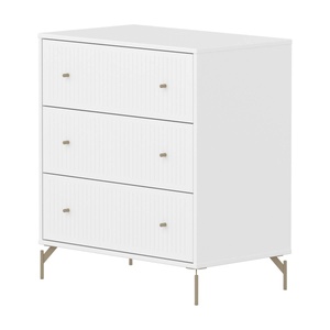 Commode à 3 tiroirs rainures avec pied SAGA Flexa blanc oat