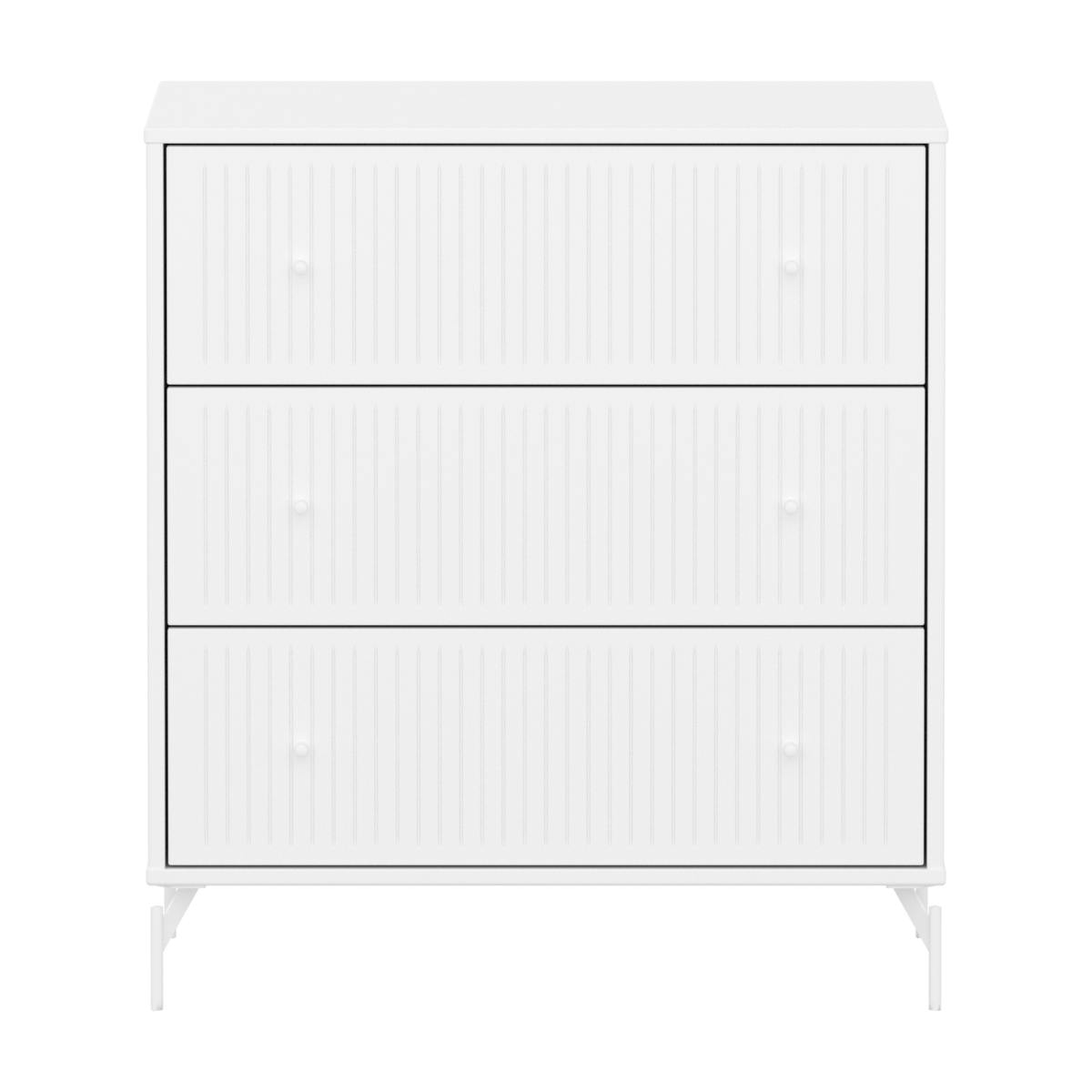 Commode à 3 tiroirs rainures avec pied SAGA Flexa blanc