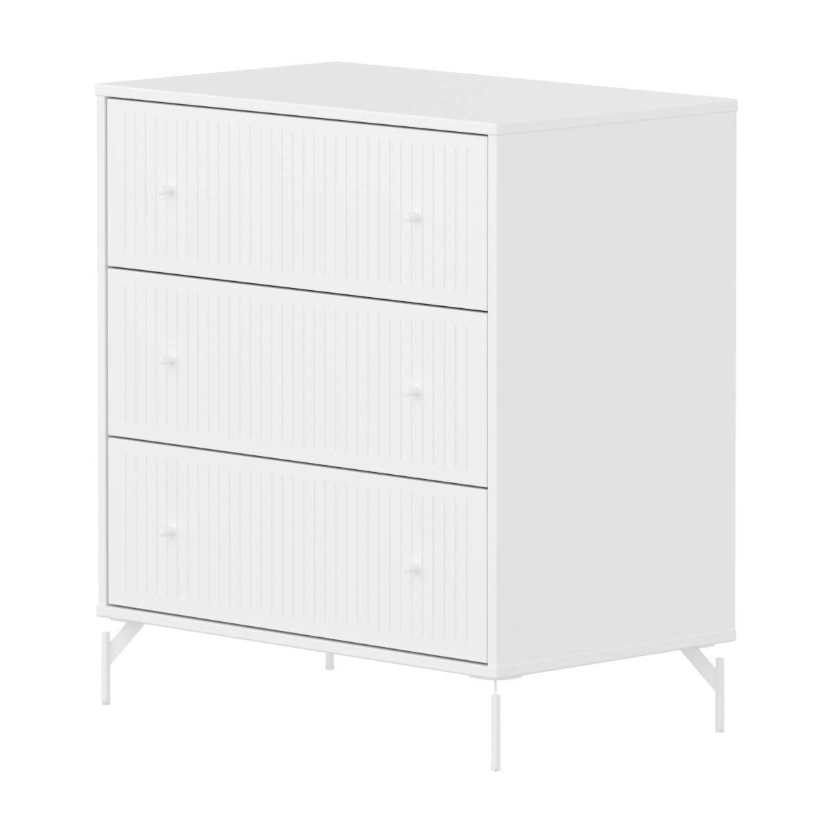 Commode à 3 tiroirs rainures avec pied SAGA Flexa blanc