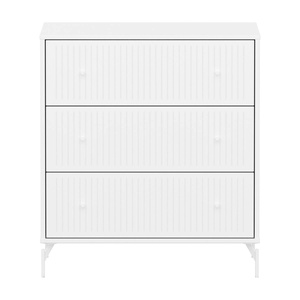 Commode à 3 tiroirs rainures avec pied SAGA Flexa blanc