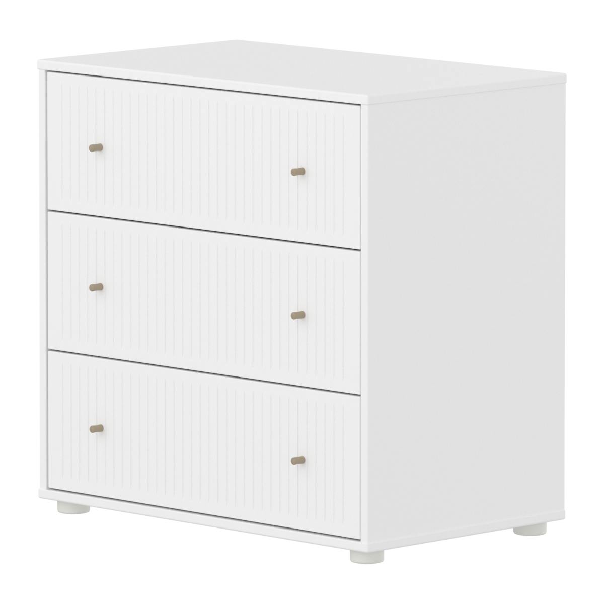 Commode à 3 tiroirs rainures SAGA Flexa blanc oat