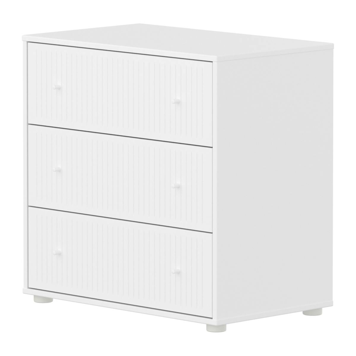 Commode à 3 tiroirs rainures SAGA Flexa blanc