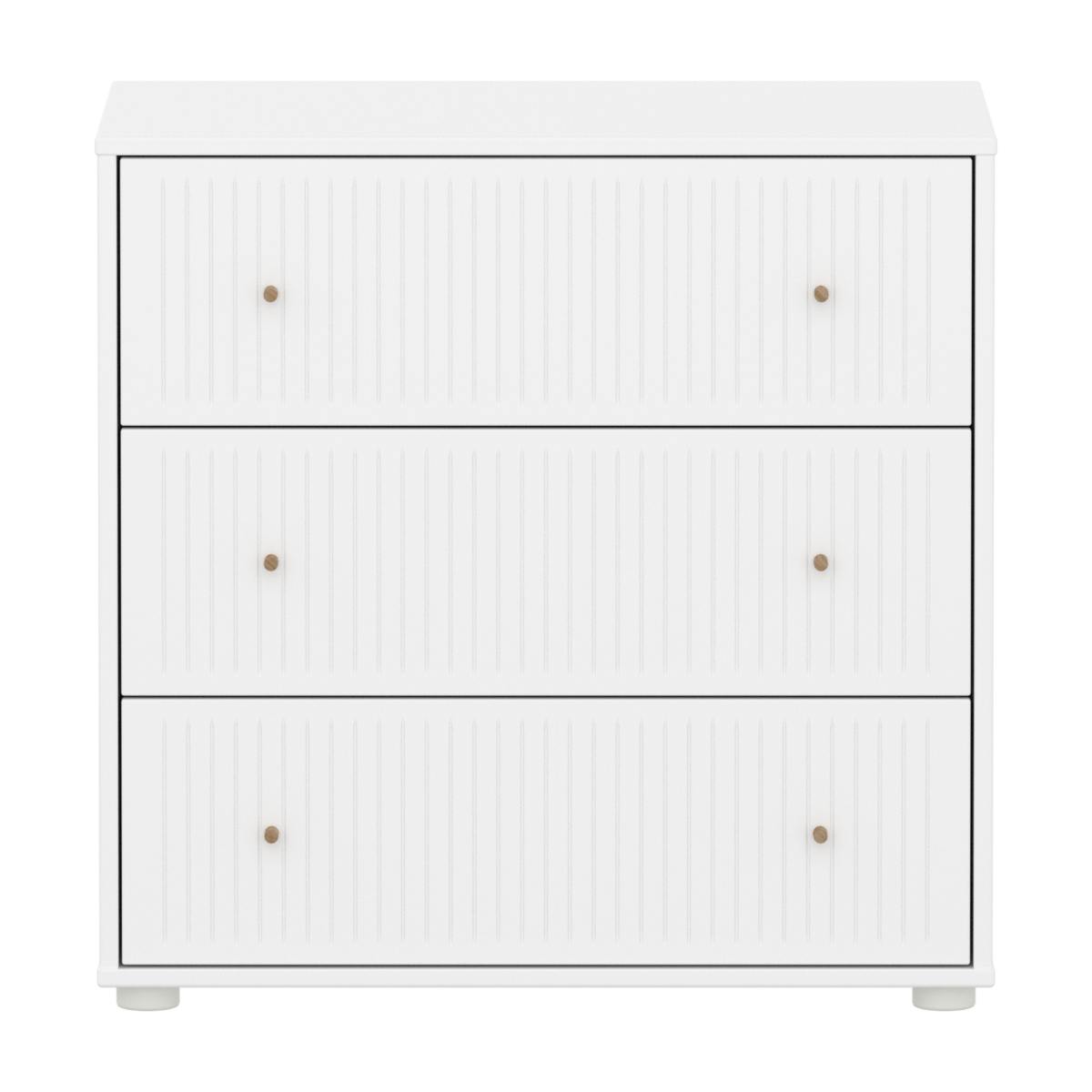 Commode à 3 tiroirs rainures SAGAFlexa blanc oak