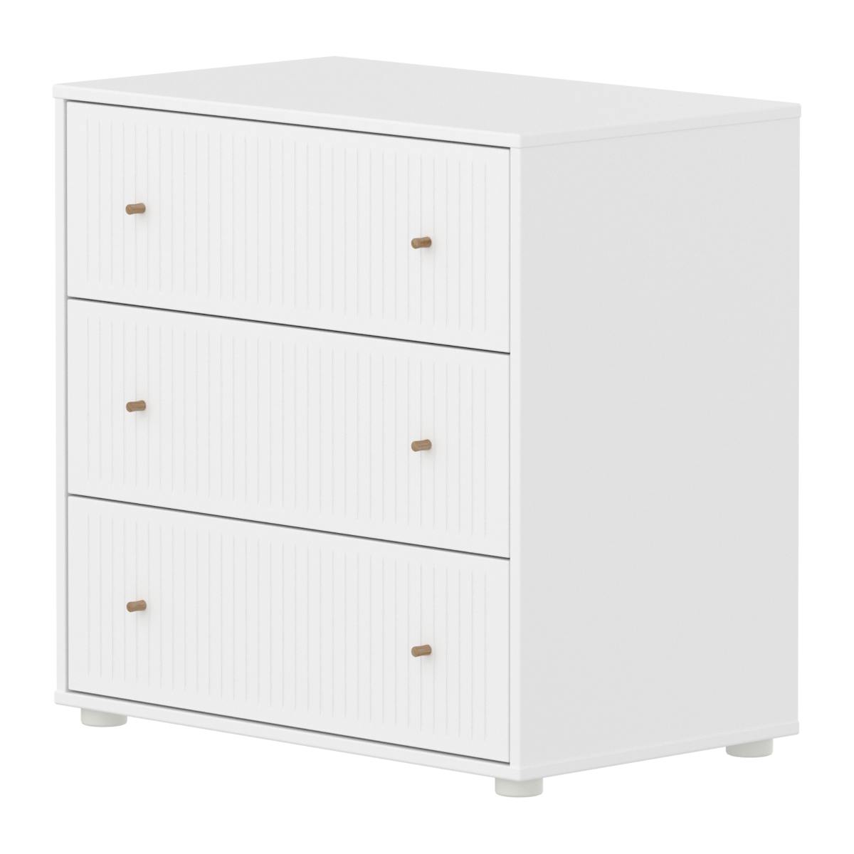 Commode à 3 tiroirs rainures SAGAFlexa blanc oak