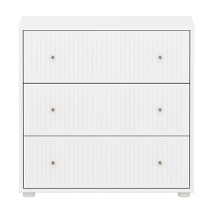 Commode à 3 tiroirs rainures SAGAFlexa blanc oak