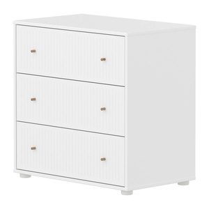Commode à 3 tiroirs rainures SAGAFlexa blanc oak